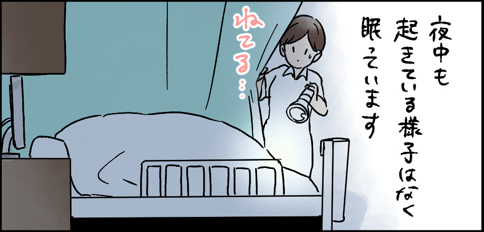 夜中も起きている起きている様子はなく眠っています