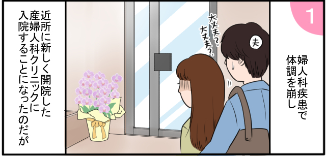 婦人科疾患で体調を崩し近所に新しく開院した産婦人科クリニックに入院することになったのだが